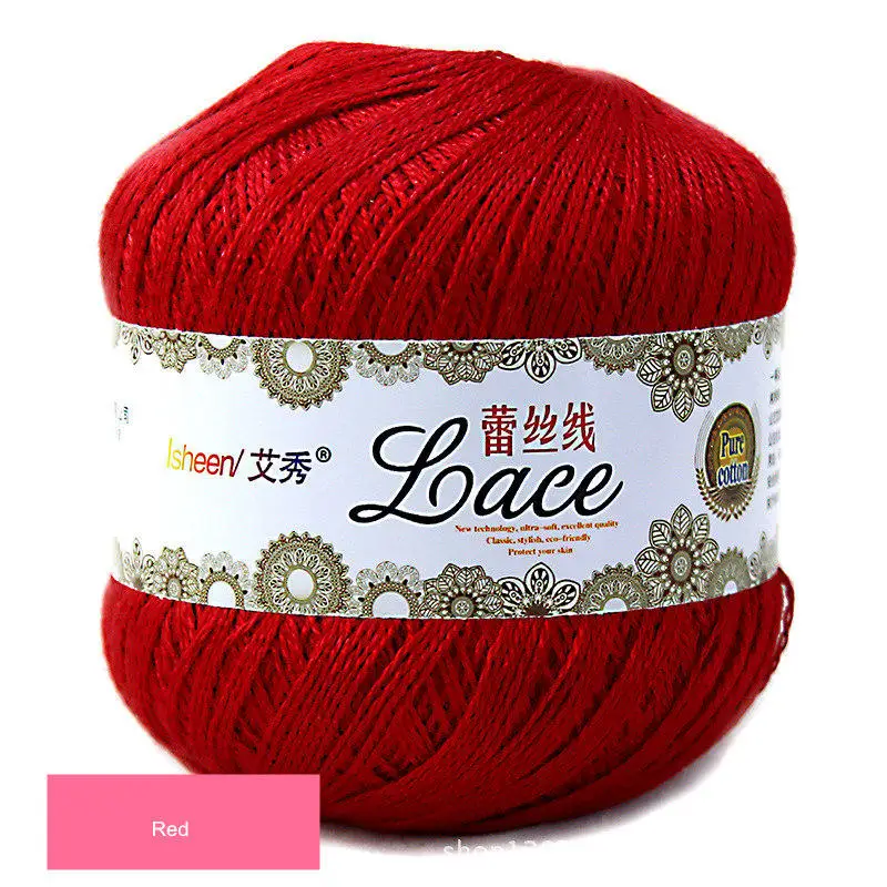 50 g/ball 8# Lace Crochet Thread Cotton Wool Fine Yarns Embroidery Crochet Knitting Lace Jewelry DIY Hand Knitting Threads - Цвет: Red