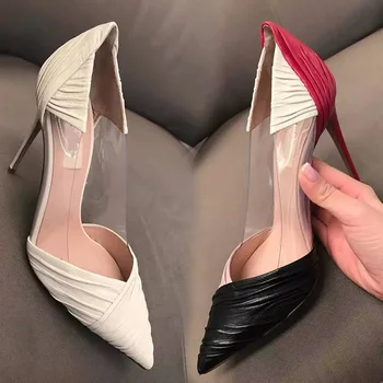 

Lady Super High Heel Pumps Sexy Woman Thin Heel Shoes Pointed Toe Dress Shoes Mix Color Shoes Elegant Wedding Office Stiletto