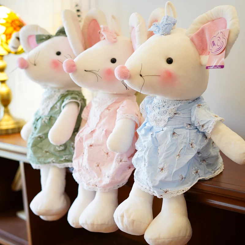 

Candice guo plush toy stuffed doll cartoon animal mouse rat pendant dandelion dress bowknot beddtime story friend baby gift 1pc