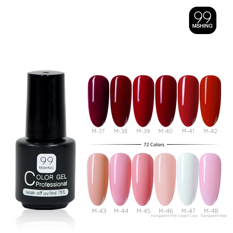

MSHING99 Gel Polish Set 72color For Manicure Semi Permanent Vernis top coat UV LED Gel Varnish Soak Off Nail Art Gel Nail Polish