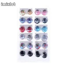 Imixlot ограниченное Лидер продаж круглый модный Стекло, высокое качество,, 12 пар носочков на много Для женщин Модные украшения бусины торговля сережки-гвоздики