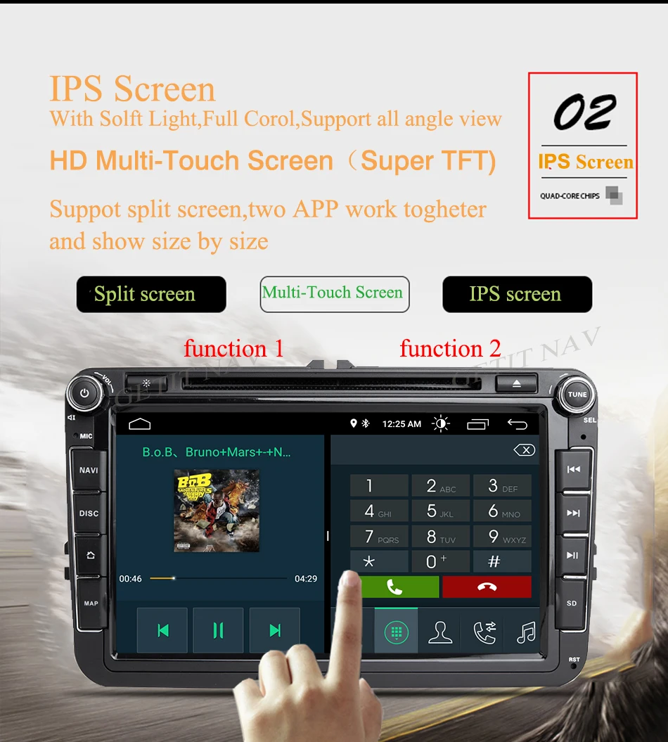 Excellent DSP IPS Car Multimedia player Android 9 GPS 2 Din Car Radio Audio Auto For VW/Volkswagen/POLO/PASSAT/Golf 8 Cores RAM 4G 64G 4