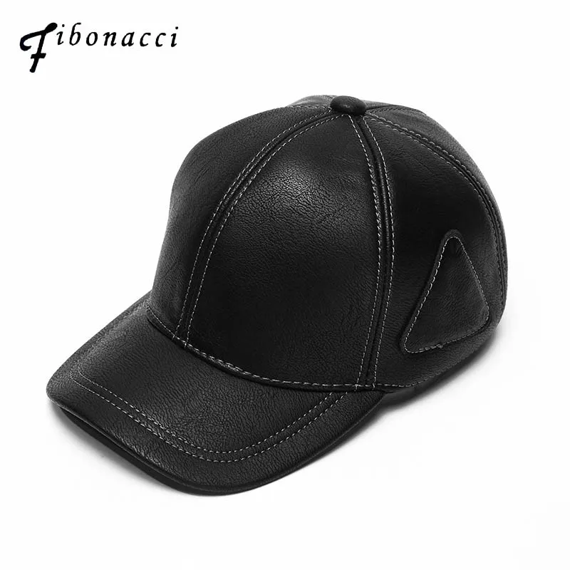 Fibonacci High quality middle aged black men's baseball cap leather ...