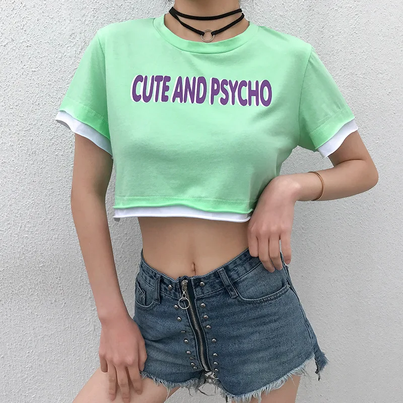 Женская Футболка Harajuku с буквенным принтом короткий рукав хлопок Свободный