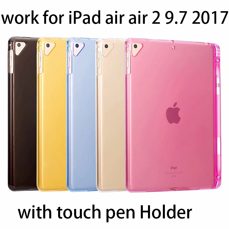 

Transparent Tablet TPU Case for iPad 9.7 2018,sweety soft cover for iPad9.7 2017 AIR 2 Pro9.7 A1893 A1954 fundas with pen holder