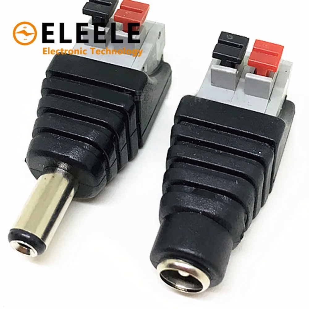 

DC Male + DC Female connector 2.1*5.5mm DC Power Jack Adapter Plug Connector for 3528/5050/5730 single color led strip PN35