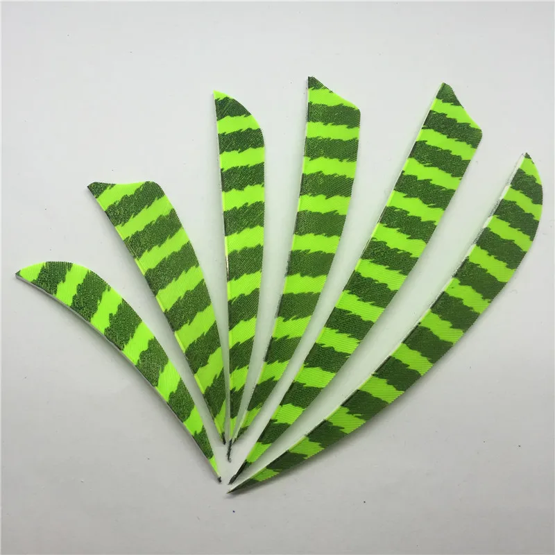 

50pcs/lots 3" 4" 5" Striped Fluorescent Green Hunting Arrow Feathers Turkey Feather Arrow Accessories Fletching Feathers FT76