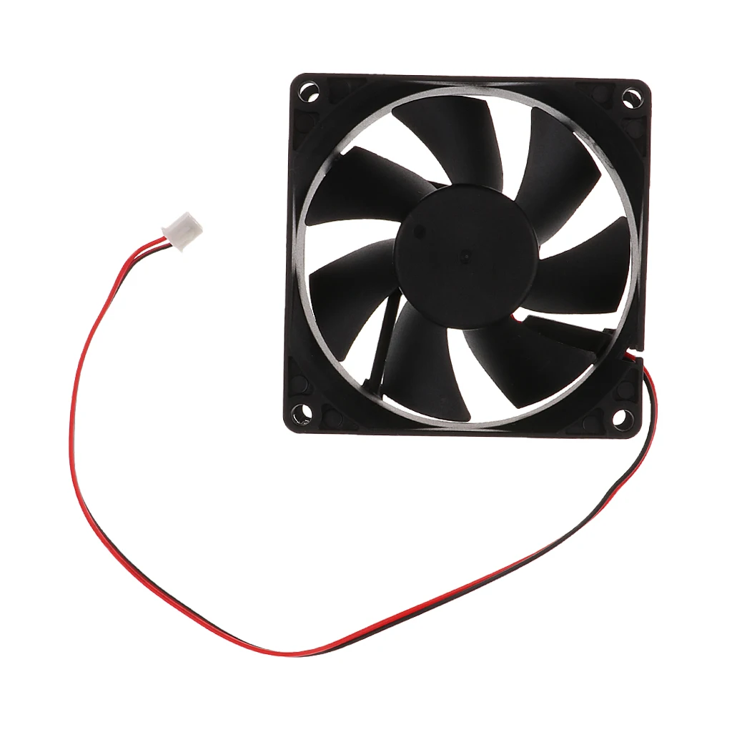  1 Pcs DC 12V Mini Cooling Computer Fan Small Computer Fan 80mm x 80mm DC Brushless 2-Pin Silent Strong Air Flow Computer Fan 