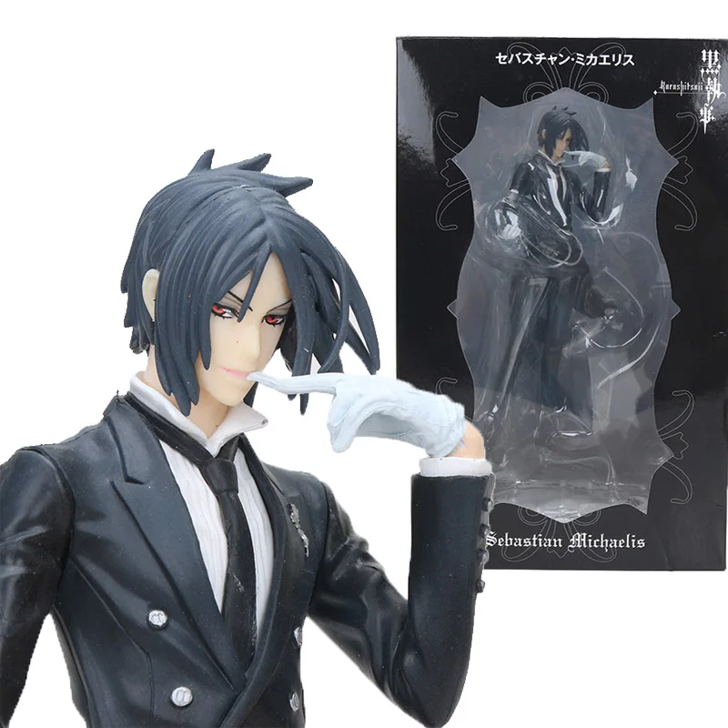 

anime Black Butler Devil Sebastian Michaelis Action 20cm Book of Circus Undertaker Figure PVC Hobby Model Doll Gift Toy