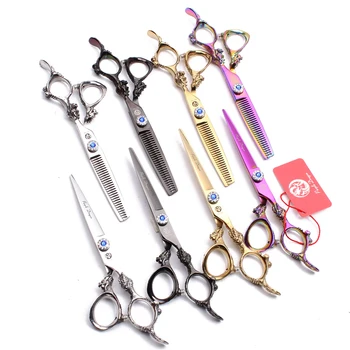 

2Pcs 5.5" 16cm 440C Purple Dragon Hairdressing Scissors Thinning / Cutting Shears Dragon Handle Professional Hair Scissors Z9004