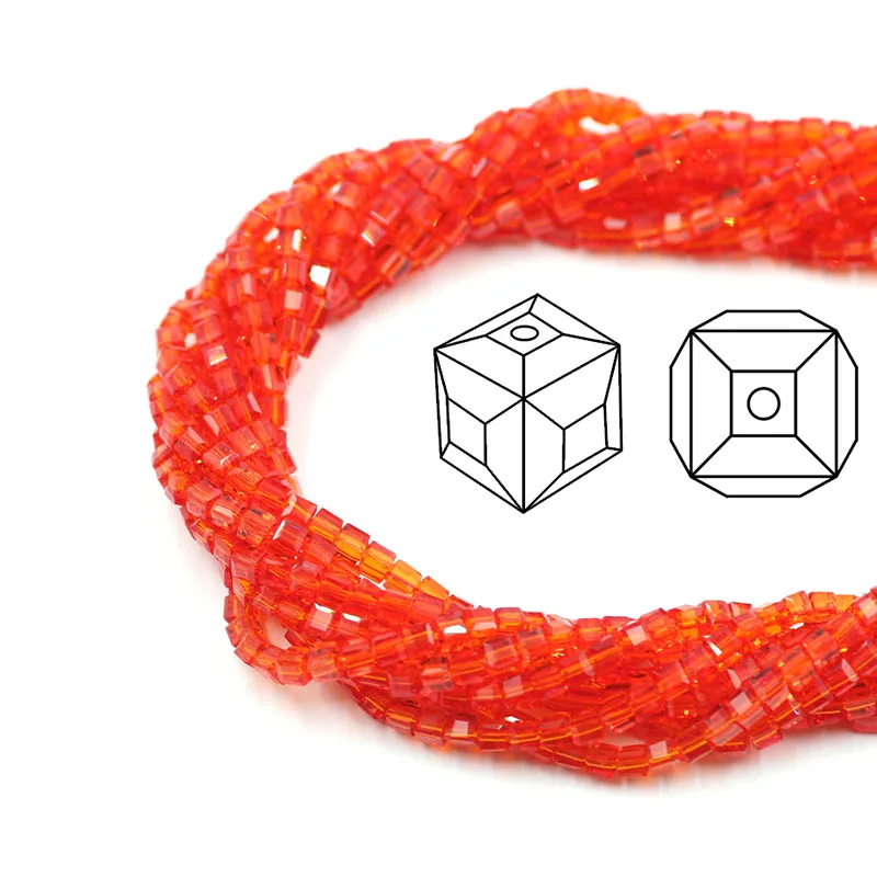 Zhubi Шарм Cube 2/3мм модная дизайн с украшением в виде кристаллов Стекло Квадратные бусины прокладки для "сделай сам" для изготовления браслет Для женщин украшение и подарок - Цвет: LIGHT red