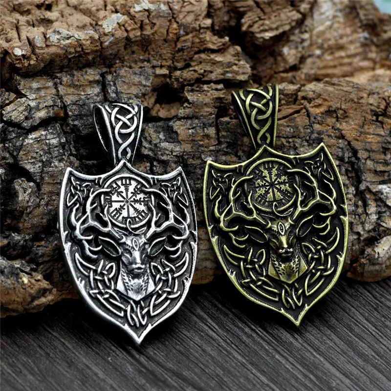 MCSAYS Norse Viking Mens Jewelry Antler Amulet Odin Gold/Sliver Color