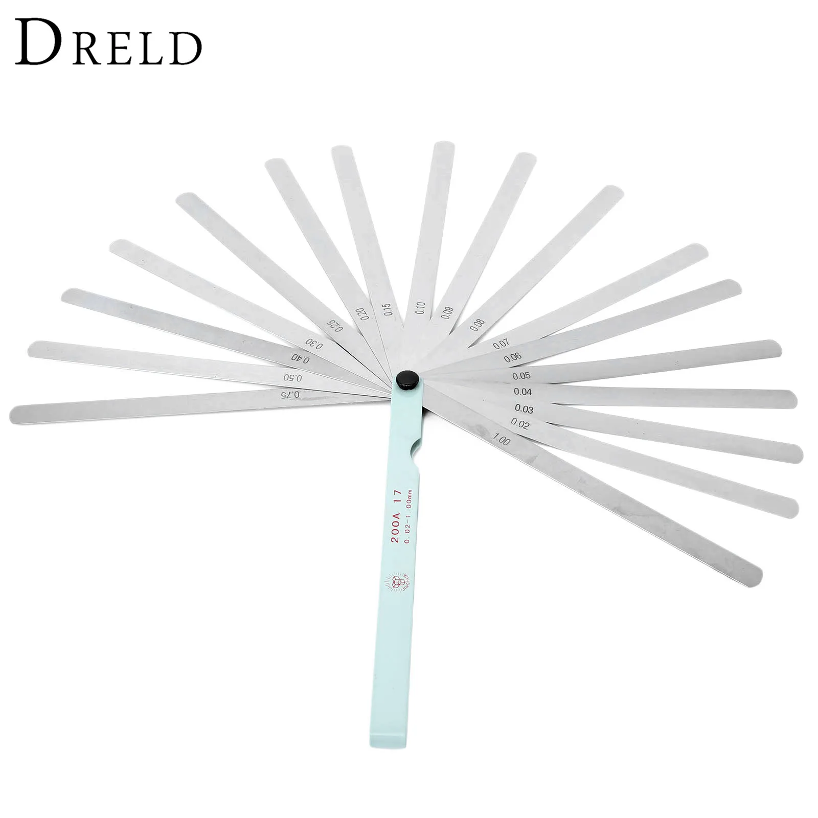 

DRELD 17 Blades Spark Plug Thickness Gap Metric Filler Feeler Gauge Metric Measurement 0.02 to 1mm Steel Measuring Tools 200mm