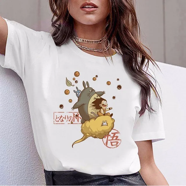 

Funny Totoro T Shirt Women Top Tee Shirts Spirited Away T-shirt Studio Ghibli Tshirt Kawaii 90s Graphic Harajuku Female Ulzzang