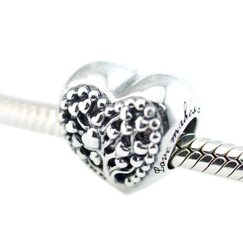 

CKK 925 Sterling Silver Jewelry Flourishing Hearts Charm Original Beads Fits Bracelets For Jewelry Making