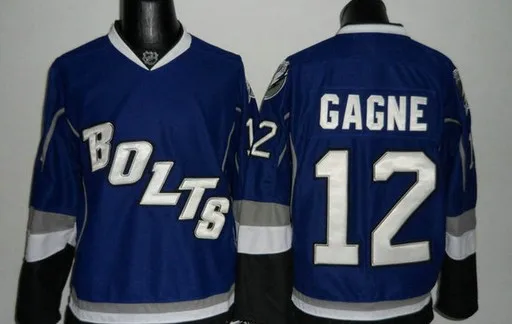 Free Shipping Wholesale Embroidery logos All Stitched sewn on 12 GAGNE Blue ice hockey ccm | Спорт и развлечения