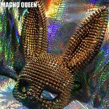 Голографический горящий человек Золотой Спайк Банни кутюр костюм маска для лица фестивальный рейв одежда наряды снаряжение Хэллоуин маскарад