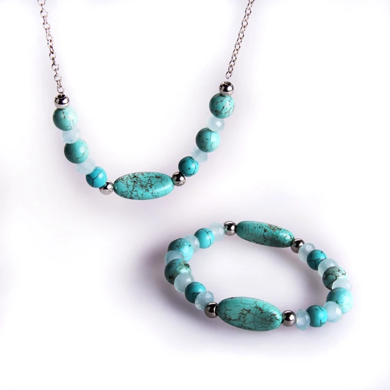 Мода женщина ювелирные изделия набор collares mujer камень ожерелье и браслет