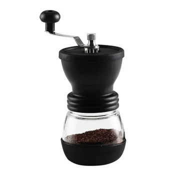 

Hot Ceramic Millstone Manual Coffee Grinder for Home Office with 2 Glass Sealed Pots Portable Coffee Mill tool Easy Cleaning