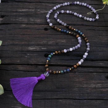 

100% 8mm Natural Stone Beads,Crazy Lapis,Amethyst,Tigers Eye,JapaMala,Yoga Necklace,Spiritual Jewelry,Meditation, 108 Mala Beads