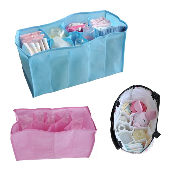 

Portable Travel Non-woven fabric 7 Liners Diaper Nappy Organizer Stuffs Insert Storage Bag Baby Diaper Storage Bag for Mother