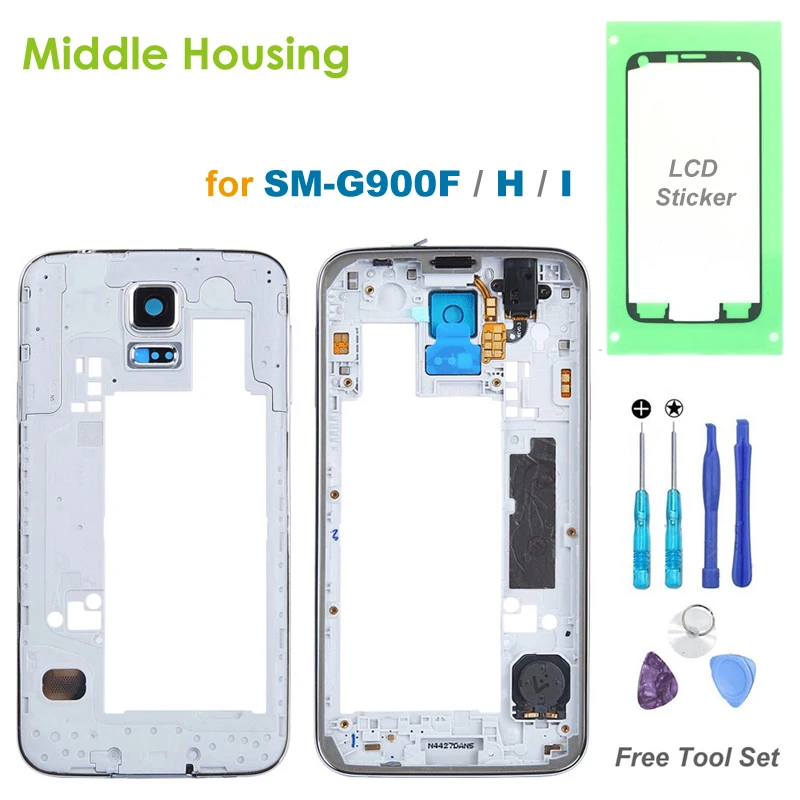 

High Quality Middle Frame for Samsung Galaxy S5 G900F G900H G900I Middle Housing Replacement Screen Plate Bezel Repair Parts