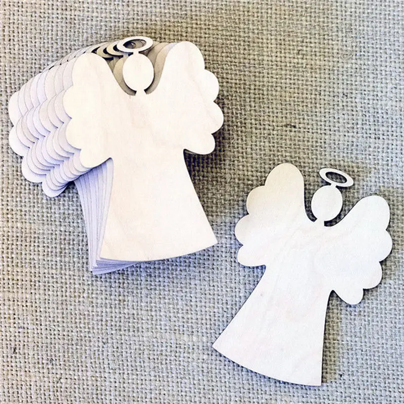 10pcs/Lot Carved Wood Snowflake Christmas Tree Hanging Ornament Tag Xmas Christmas Party Room DIY Craft Decor