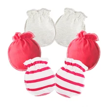 Новинка, 3 пары, мягкие хлопковые перчатки для младенцев, эластичная резинка, без царапин, варежки для новорожденных