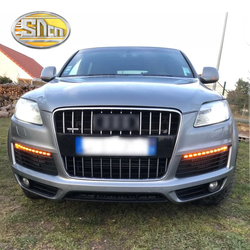  SNCN 2PCS LED Daytime Running Light For Audi Q7 2006 2007 2008 2009 Yellow Turn Signal Function 12V - 32793796060