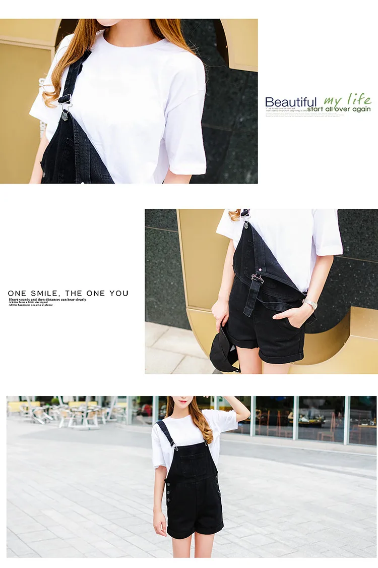 2018 summer large size women's black thin strap shorts fat mm cuff loose Korean plate stretch denim shorts (6)