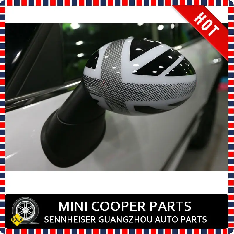 White Union Jack Style Side Mirror Cover-4