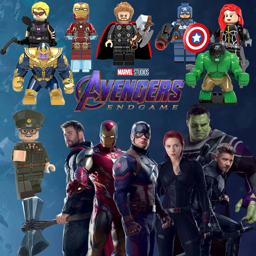 

LEGOing Marvel Avengers Endgame Iron Man Hulk Thor Hawkeye Nebula Rocket Black Widow Captain America Ant Man Super Heroes Blocks