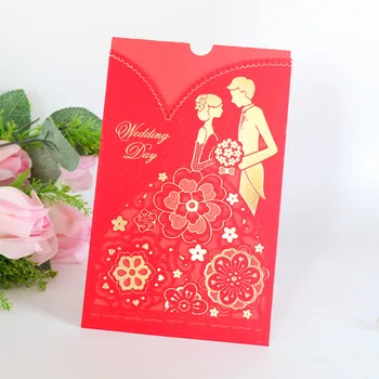 

New design laser cut pocket romantic wedding invitation card