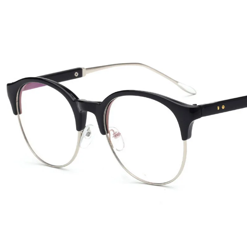 2017 New PC Metal Round Half frame Eyeglasses Frames Women Eyewear Frame Men myopia Eye glasses