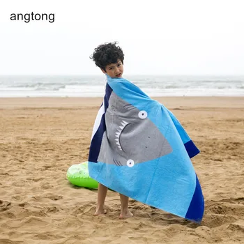 

160X80cm swim ring shark print large size thicken bath towel no formaldehyde children adult 100% cotton velvet beach towel T5d