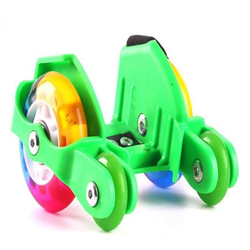 Светящиеся роликовые колеса светодиодные Вихрь безопасный освещенной небольшой Портативный каблук колеса шкив обуви для детей и взрослых Спорт Скейтборд Скутеры - Цвет: Green