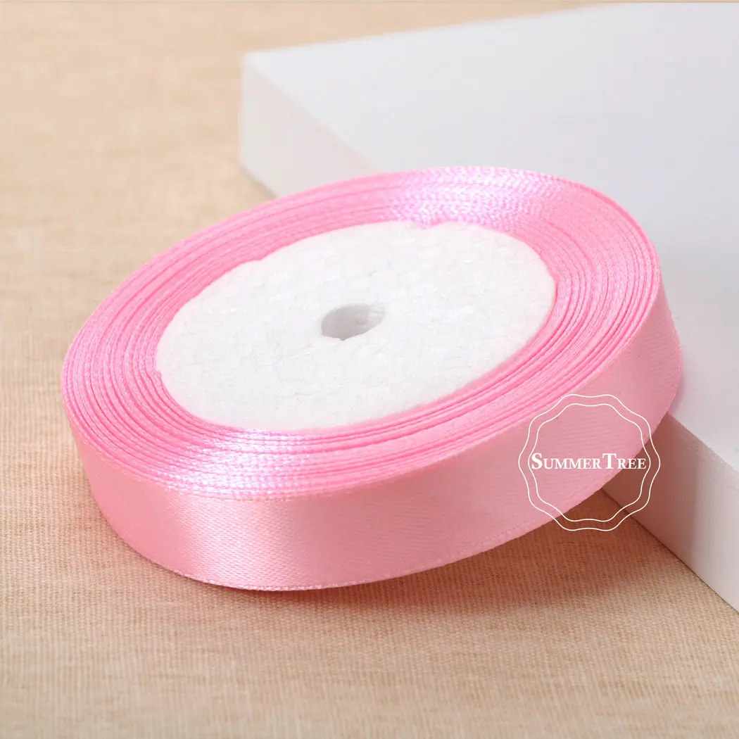25 метров 5/8 inch 15 мм атласной лентой створки подарок лук DIY Craft Свадебная вечеринка принадлежности ручной события Юбилей банкетный украшения - Цвет: Pink