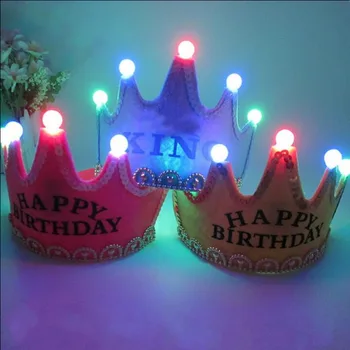 

New Princess King Boy Girls Light-Up Crown Headbands LED Blinking Flashing Birthday Party Hat Party Supplies
