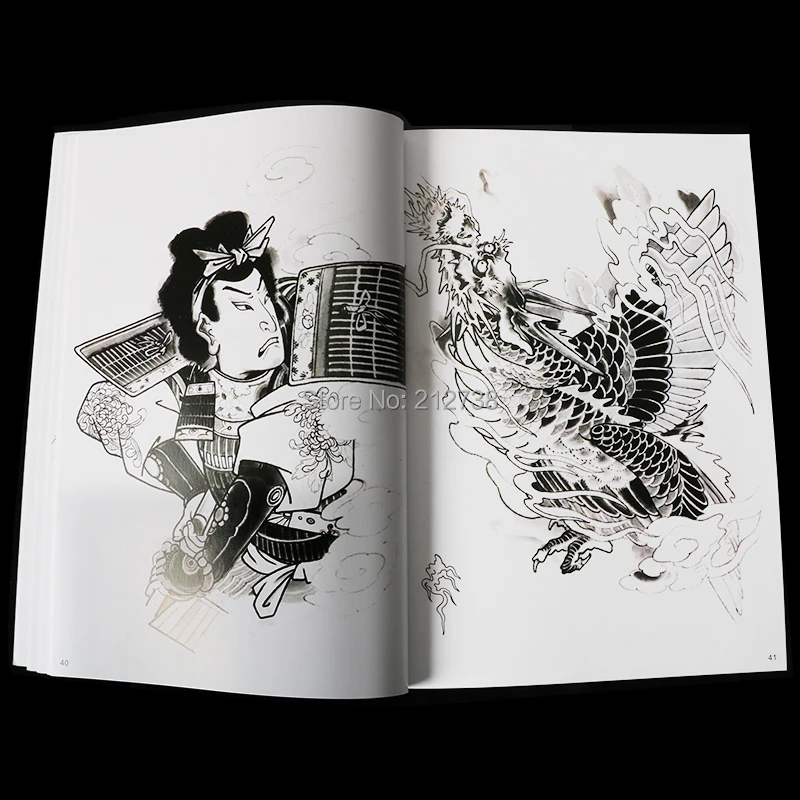 Татуировка Книга манускрипт традиционный узор Дракон Тигр кальмар алмаз сумка рука спрей благоприятное животное A4 размер 68 страниц
