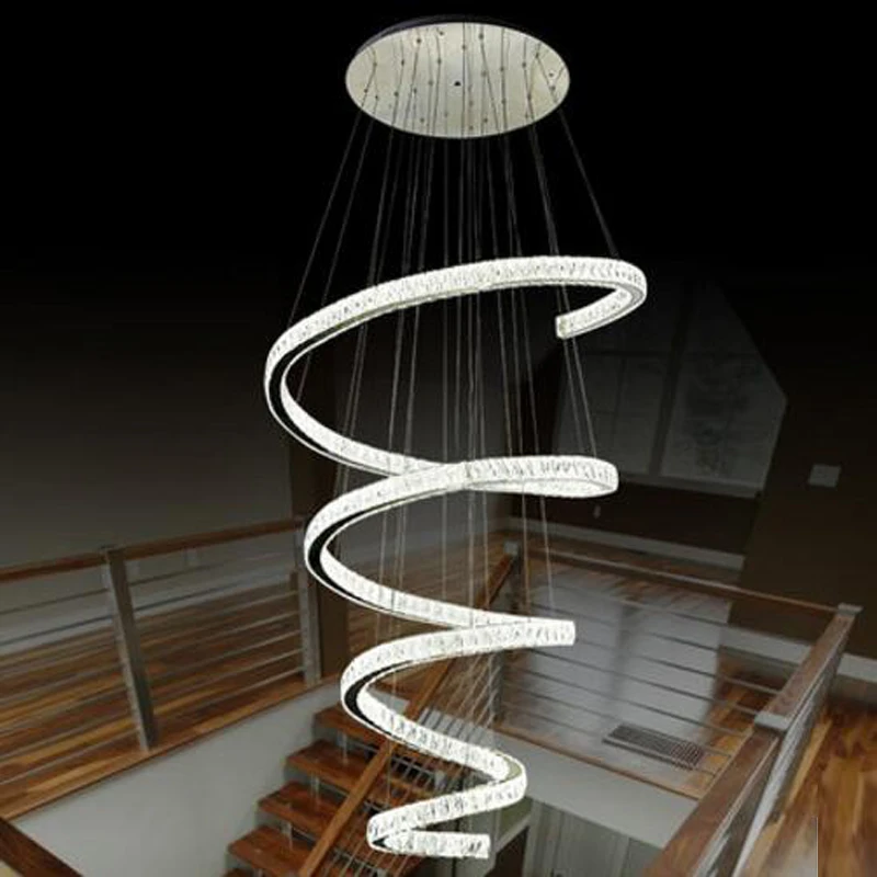 spiral design modern LED chandelier crystal lamp Dia80*H220cm lustre