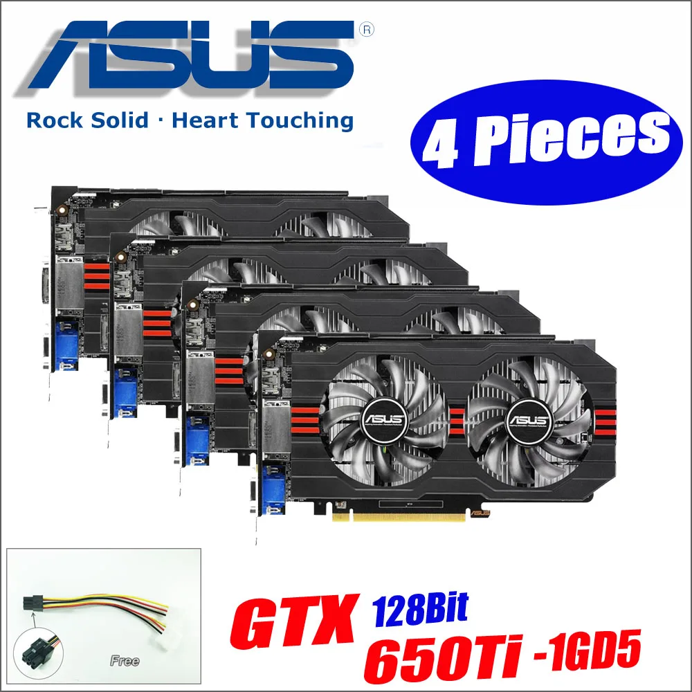

ASUS Graphics Card Used Original 4pieces GTX650Ti-1GD5 GTX 650 Ti 1GB 128Bit GDDR5 Video Cards for nVIDIA Geforce GTX 650Ti VGA