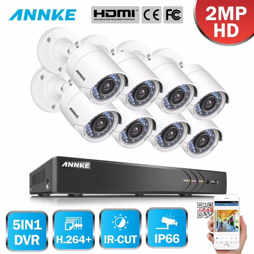 ANNKE 3MP 8CH HD TVI CVI AHD IP 5в1 DVR VCA 8 шт. 2MP 1080 P Smart IR День Ночь CCTV погодоустойчивая камера