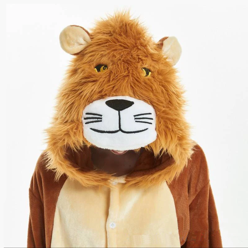 Animal Lion Kigurumi Onesie Cartoon Soft Flannel Pajama Overalls Kids Adult Sleepwear Winter Warm Jumpsuit Hooded Funny Suit Animal Lion Kigurumi Onesie Cartoon Soft Flannel Pajama Overalls Kids Adult Sleepwear Winter Warm Jumpsuit Hooded Funny Suit