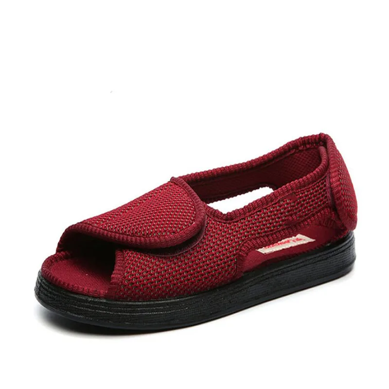 Профессиональная Обувь для лечения диабета; сезон весна-осень; обувь для пожилых людей; дышащая обувь на плоской подошве; Цвет Красный