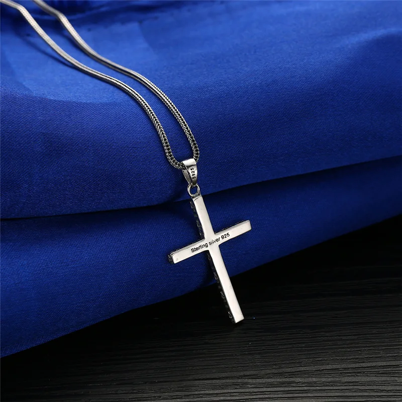 V. YA панк 925 пробы Подвески Серебряный крест для мужчин и женщин Иисуса Христа подвеска в форме черного Креста серебряные ювелирные изделия