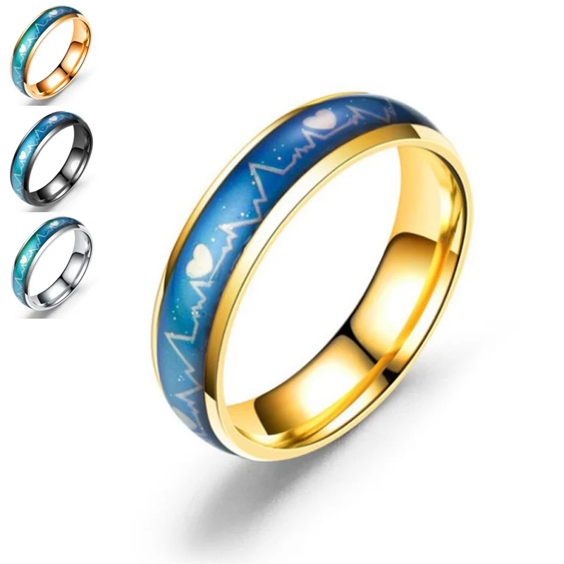 

Rings Smart Jewelry Titanium Steel Feeling Intelligent Sense Temperature Sensing Change Color Ring Women Men Finger Ring Smart