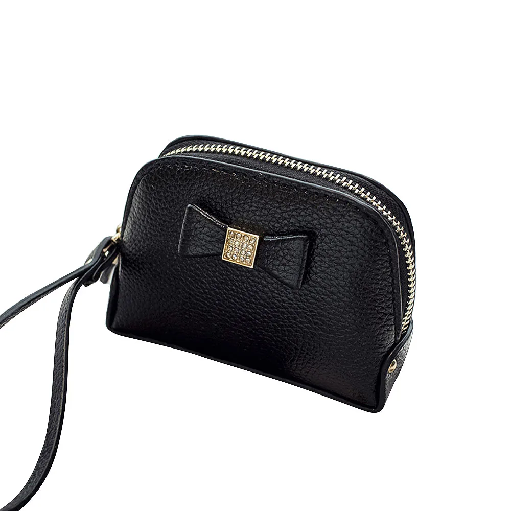 

Small Female Purse Women wallets coin pocket Solid Bow Zipper Coin Bag Brand Fashion Card Holders Handbag Cash Purse 2016
