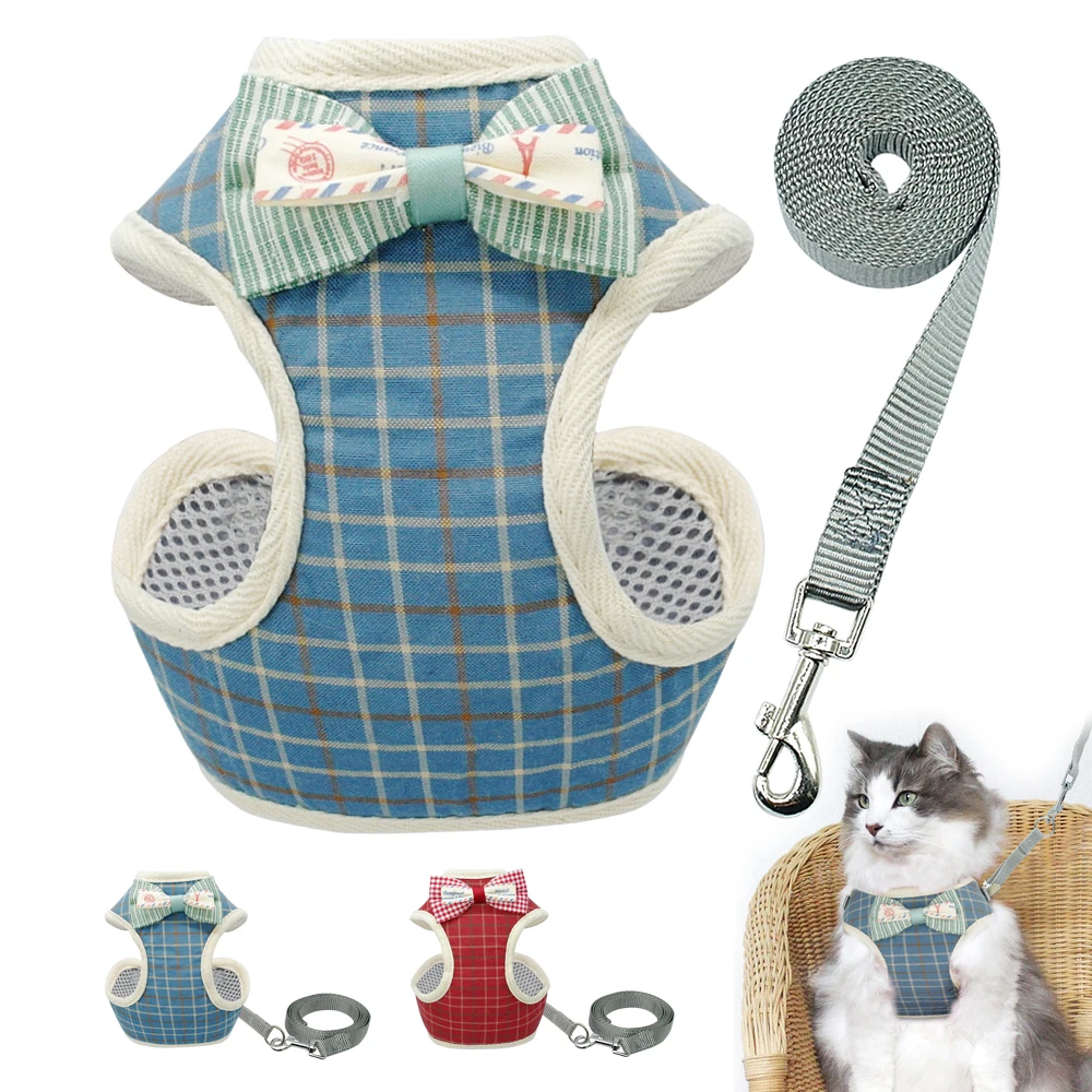 Buy Soft Cat Dog Harness and Leash Set Grid Breathable