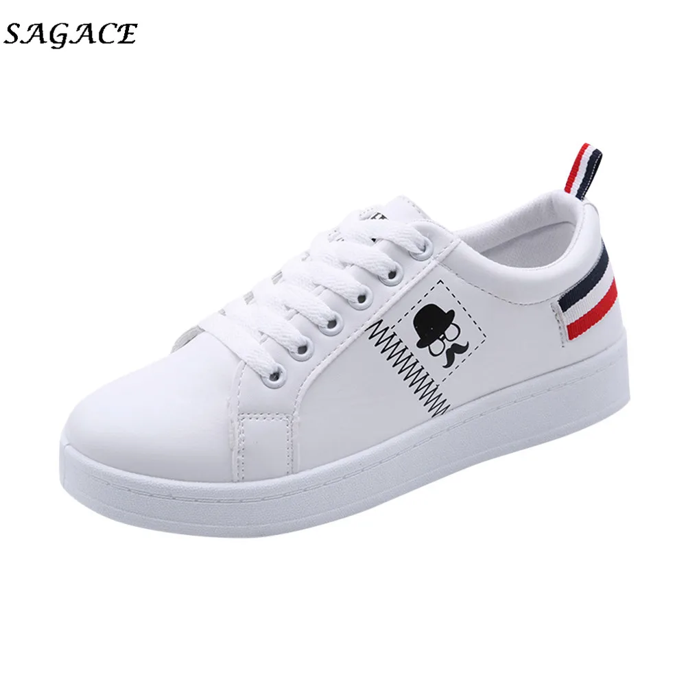 

CAGACE 2018 New Shoes women shoes Lady gentleman Shoes Beard Striped Sneakers Casual Fresh wild White GreenZapatillas Mujer