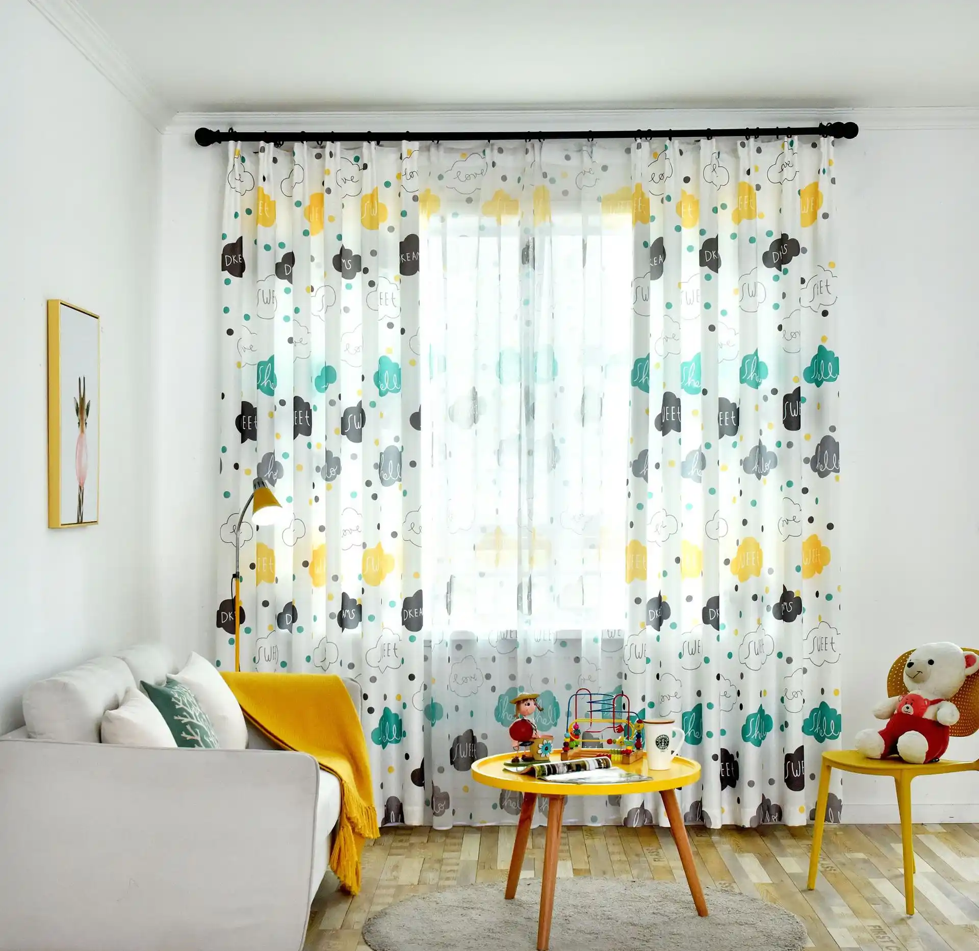 Kids Curtains For Living Room Customized Cartoon Shade Curtains Cute Cloud Cloth For Bedroom Cartoon Boys Girls Window Curtain